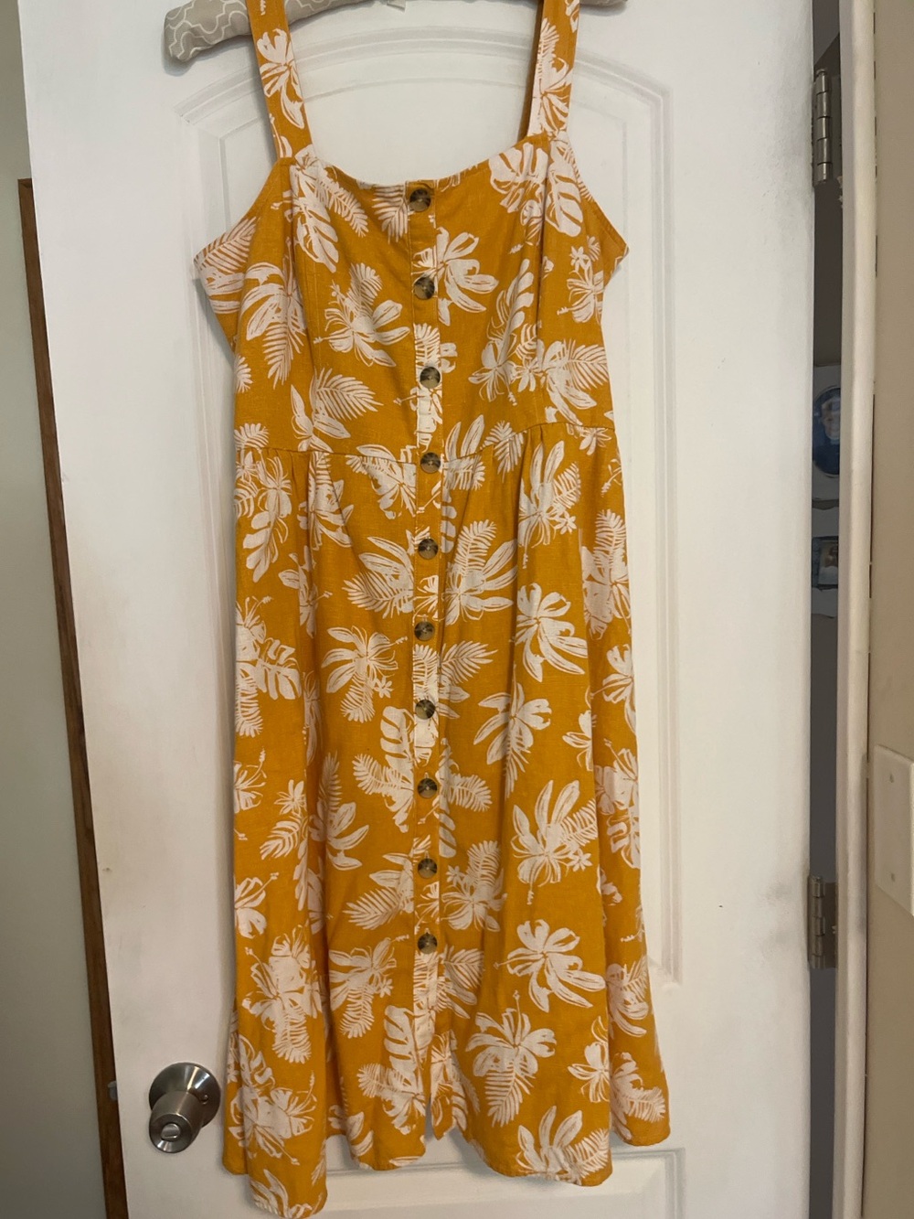 Tommy Hilfiger Yellow Floral Button-Front Midi Dress